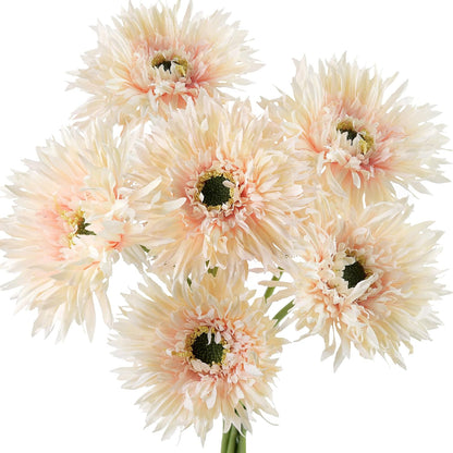 Real Touch Gerbera Daisy Artificial Flowers Arrangement & Wedding Bouquet (7 Floral Stems, Tuscany Yellow)
