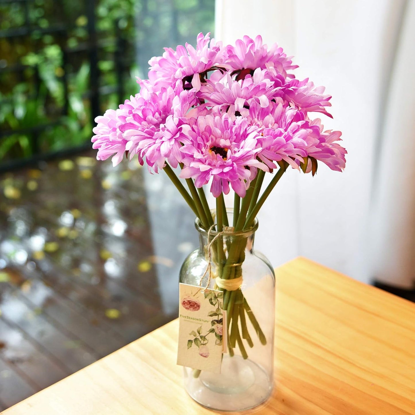 Real Touch Gerbera Daisy Artificial Flowers Arrangement & Wedding Bouquet (7 Floral Stems, Tuscany Yellow)