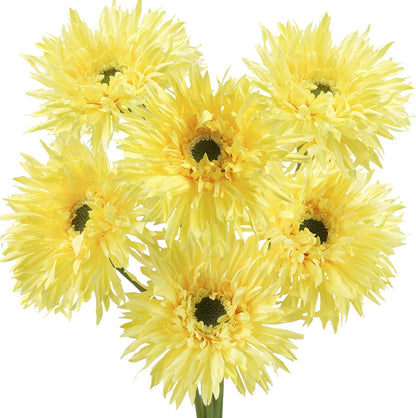 Real Touch Gerbera Daisy Artificial Flowers Arrangement & Wedding Bouquet (7 Floral Stems, Tuscany Yellow)