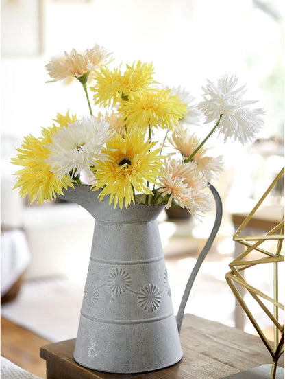 Real Touch Gerbera Daisy Artificial Flowers Arrangement & Wedding Bouquet (7 Floral Stems, Tuscany Yellow)