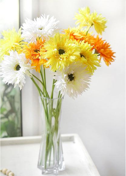 Real Touch Gerbera Daisy Artificial Flowers Arrangement & Wedding Bouquet (7 Floral Stems, Tuscany Yellow)