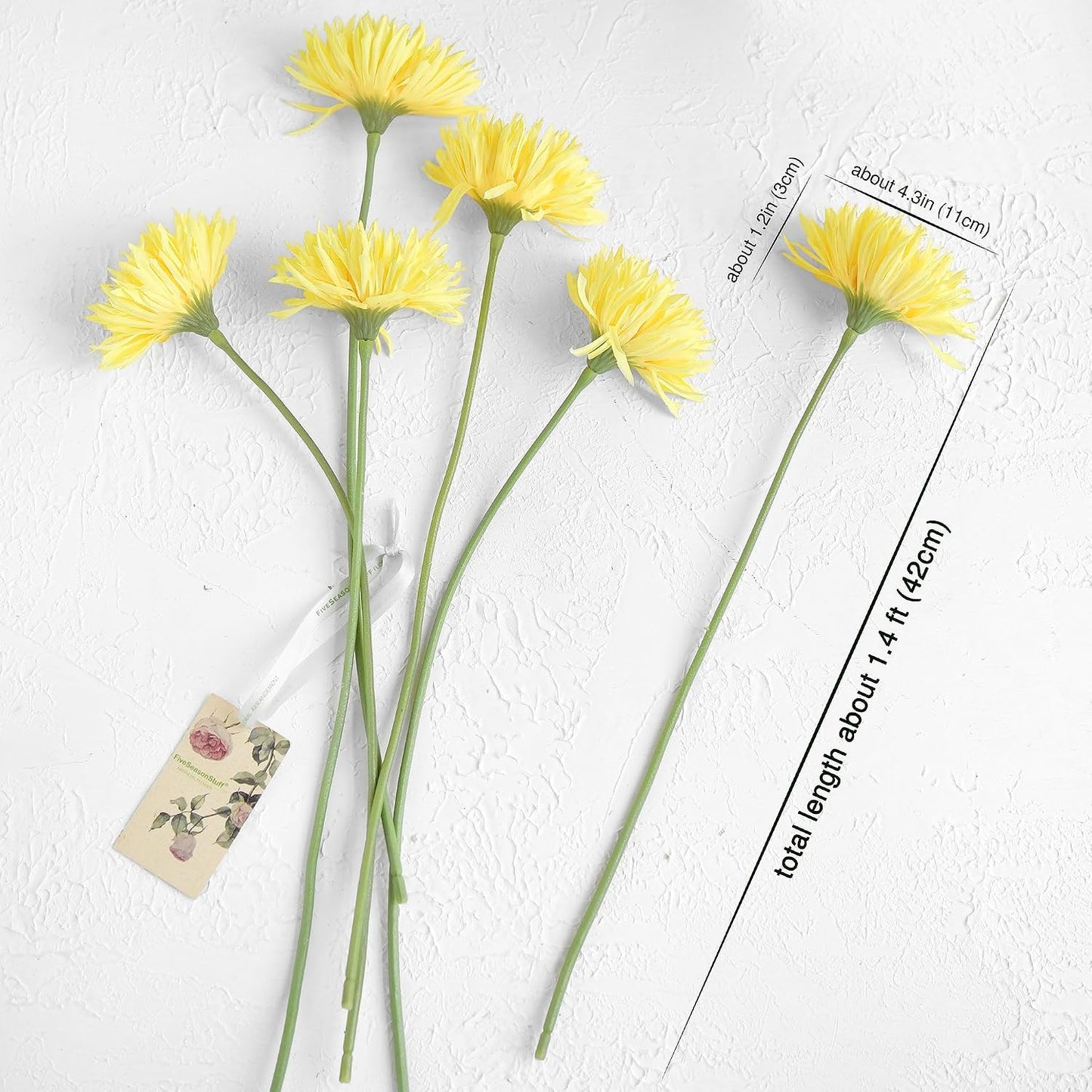 Real Touch Gerbera Daisy Artificial Flowers Arrangement & Wedding Bouquet (7 Floral Stems, Tuscany Yellow)