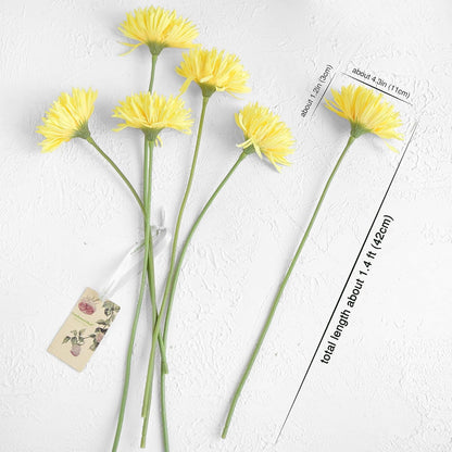 Real Touch Gerbera Daisy Artificial Flowers Arrangement & Wedding Bouquet (7 Floral Stems, Tuscany Yellow)