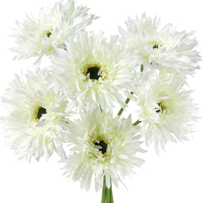 Real Touch Gerbera Daisy Artificial Flowers Arrangement & Wedding Bouquet (7 Floral Stems, Tuscany Yellow)