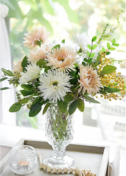 Real Touch Gerbera Daisy Artificial Flowers Arrangement & Wedding Bouquet (7 Floral Stems, Tuscany Yellow)