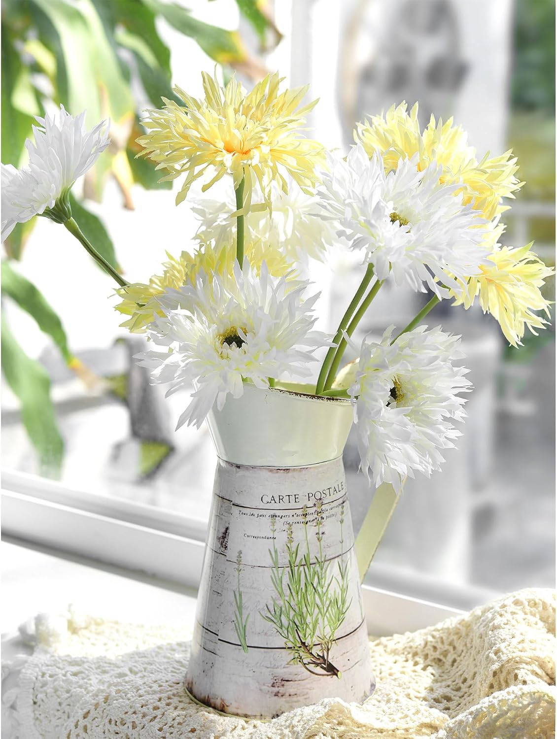 Real Touch Gerbera Daisy Artificial Flowers Arrangement & Wedding Bouquet (7 Floral Stems, Tuscany Yellow)