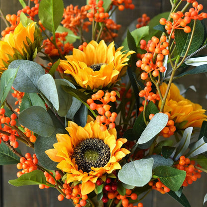 Real Touch Gerbera Daisy Artificial Flowers Arrangement & Wedding Bouquet (7 Floral Stems, Tuscany Yellow)