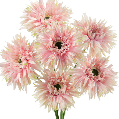 Real Touch Gerbera Daisy Artificial Flowers Arrangement & Wedding Bouquet (7 Floral Stems, Tuscany Yellow)