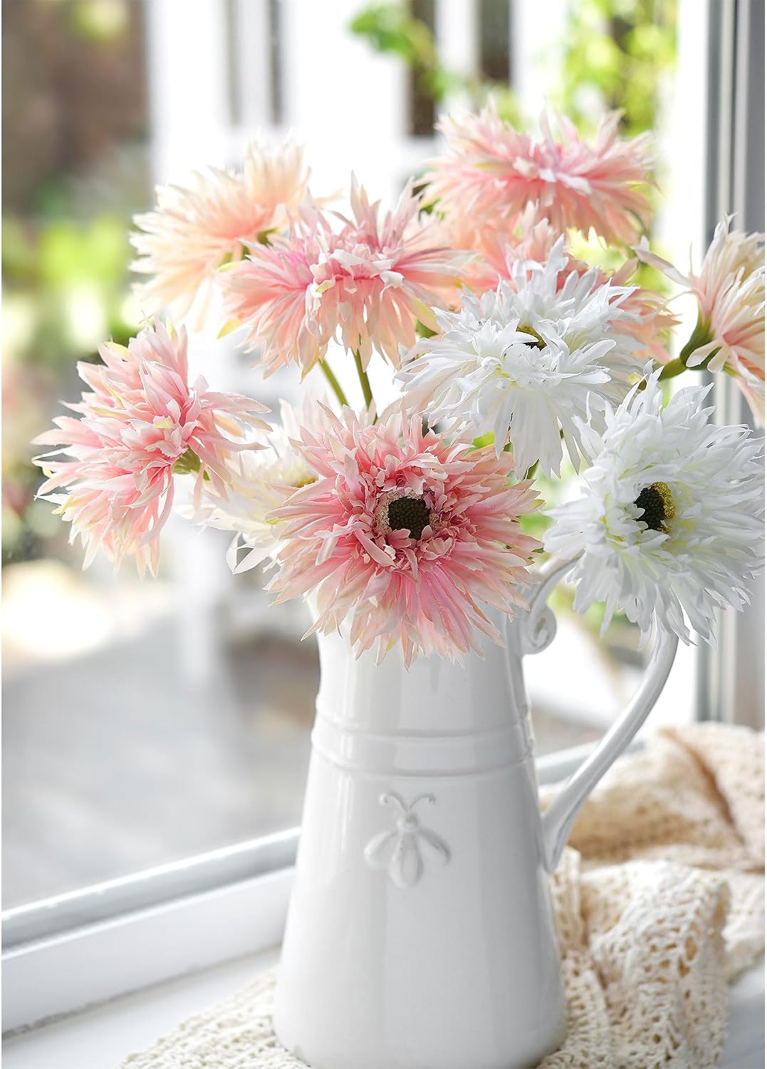 Real Touch Gerbera Daisy Artificial Flowers Arrangement & Wedding Bouquet (7 Floral Stems, Tuscany Yellow)