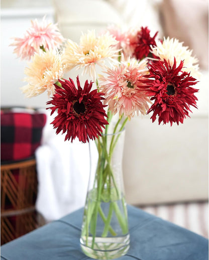 Real Touch Gerbera Daisy Artificial Flowers Arrangement & Wedding Bouquet (7 Floral Stems, Tuscany Yellow)