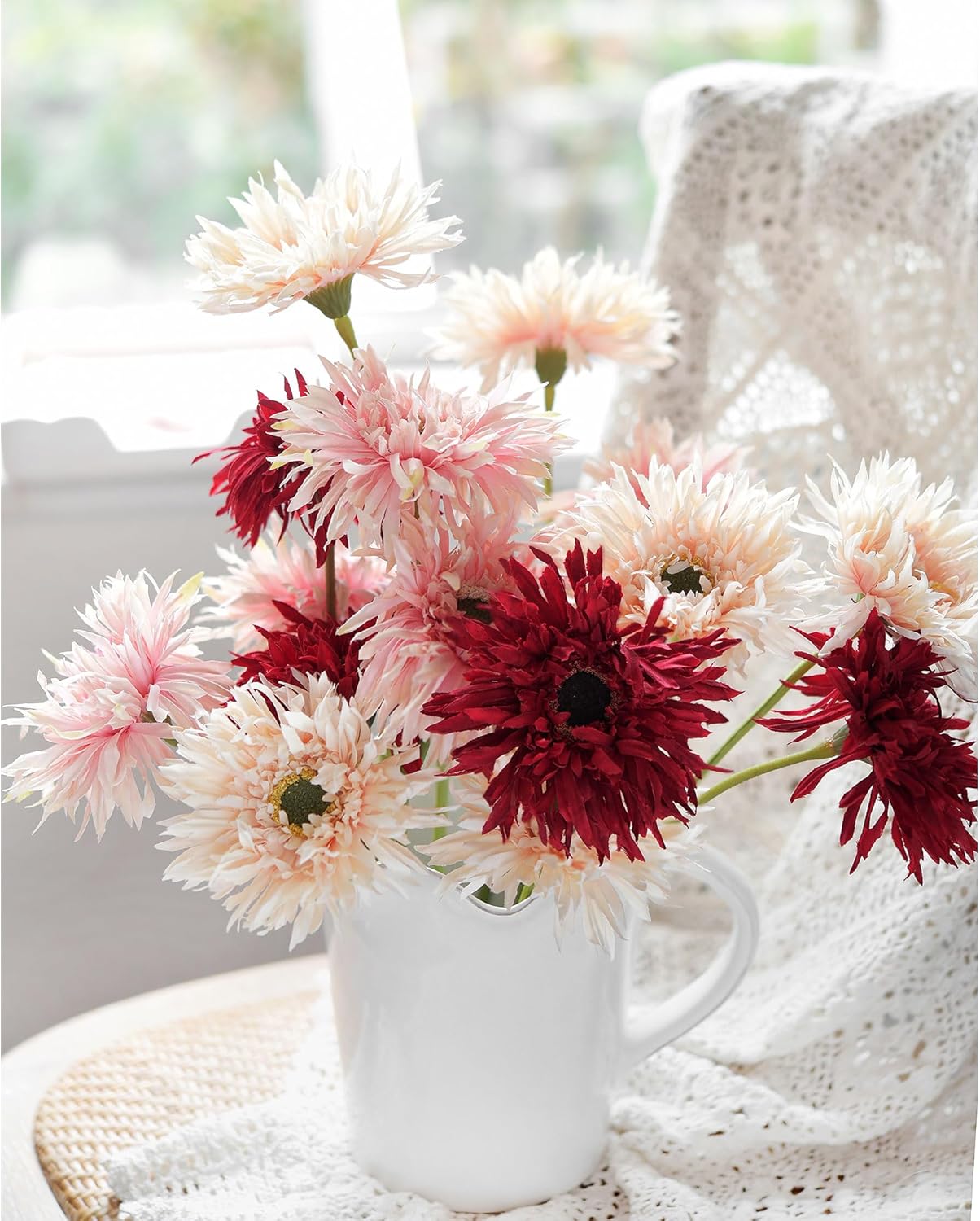 Real Touch Gerbera Daisy Artificial Flowers Arrangement & Wedding Bouquet (7 Floral Stems, Tuscany Yellow)