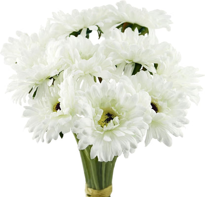 Real Touch Gerbera Daisy Artificial Flowers Arrangement & Wedding Bouquet (7 Floral Stems, Tuscany Yellow)