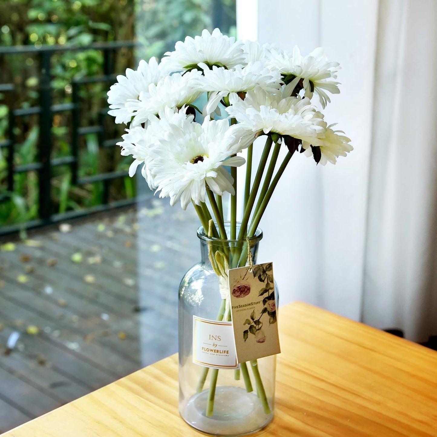 Real Touch Gerbera Daisy Artificial Flowers Arrangement & Wedding Bouquet (7 Floral Stems, Tuscany Yellow)