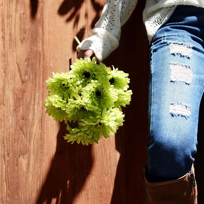 Real Touch Gerbera Daisy Artificial Flowers Arrangement & Wedding Bouquet (7 Floral Stems, Tuscany Yellow)