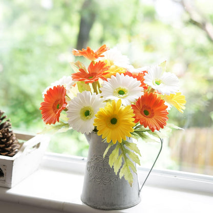 Real Touch Gerbera Daisy Artificial Flowers Arrangement & Wedding Bouquet (7 Floral Stems, Tuscany Yellow)