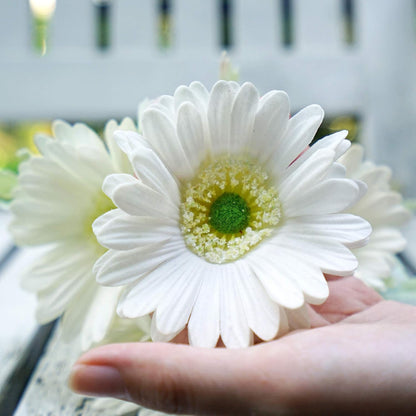 Real Touch Gerbera Daisy Artificial Flowers Arrangement & Wedding Bouquet (7 Floral Stems, Tuscany Yellow)
