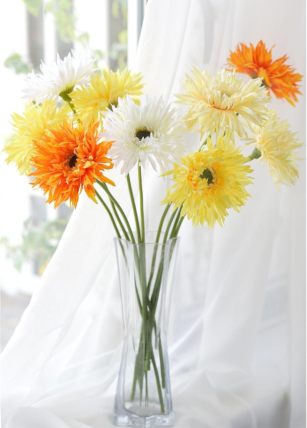 Real Touch Gerbera Daisy Artificial Flowers Arrangement & Wedding Bouquet (7 Floral Stems, Tuscany Yellow)