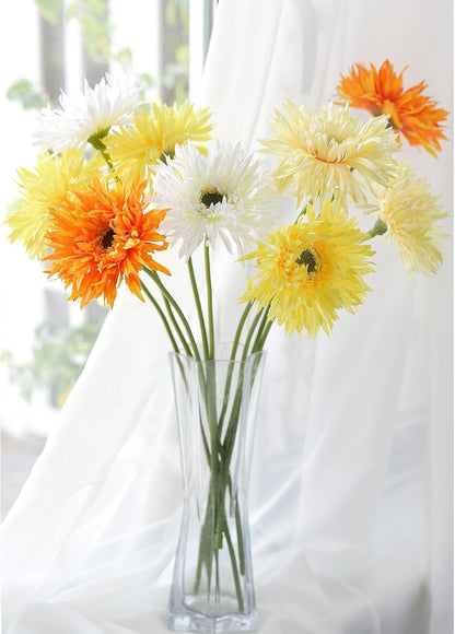 Real Touch Gerbera Daisy Artificial Flowers Arrangement & Wedding Bouquet (7 Floral Stems, Tuscany Yellow)