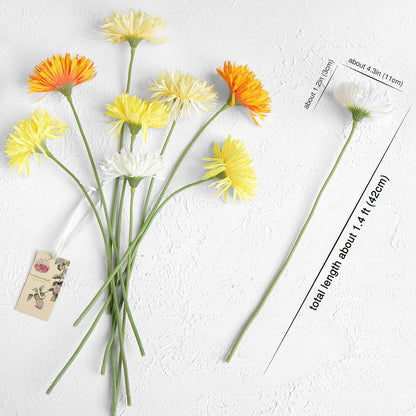 Real Touch Gerbera Daisy Artificial Flowers Arrangement & Wedding Bouquet (7 Floral Stems, Tuscany Yellow)