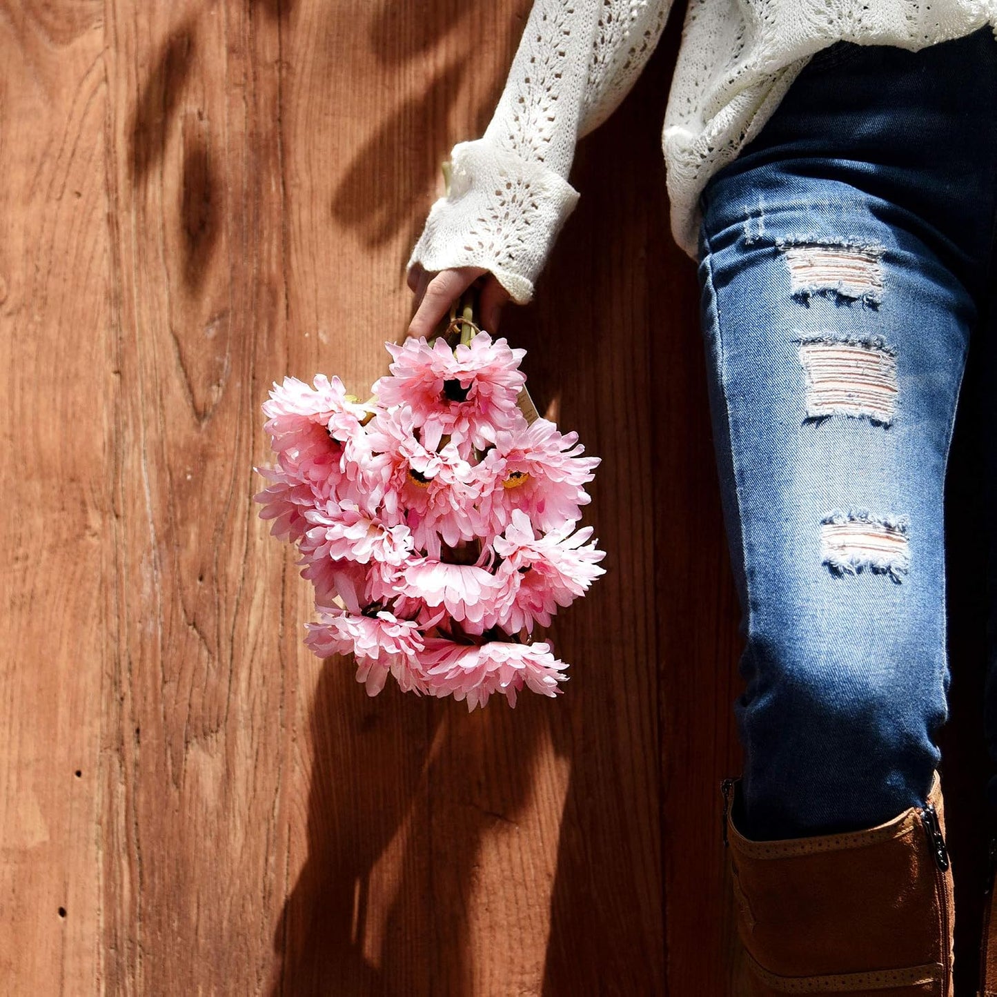 Real Touch Gerbera Daisy Artificial Flowers Arrangement & Wedding Bouquet (7 Floral Stems, Tuscany Yellow)
