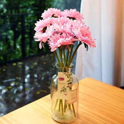 Real Touch Gerbera Daisy Artificial Flowers Arrangement & Wedding Bouquet (7 Floral Stems, Tuscany Yellow)