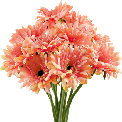 Real Touch Gerbera Daisy Artificial Flowers Arrangement & Wedding Bouquet (7 Floral Stems, Tuscany Yellow)