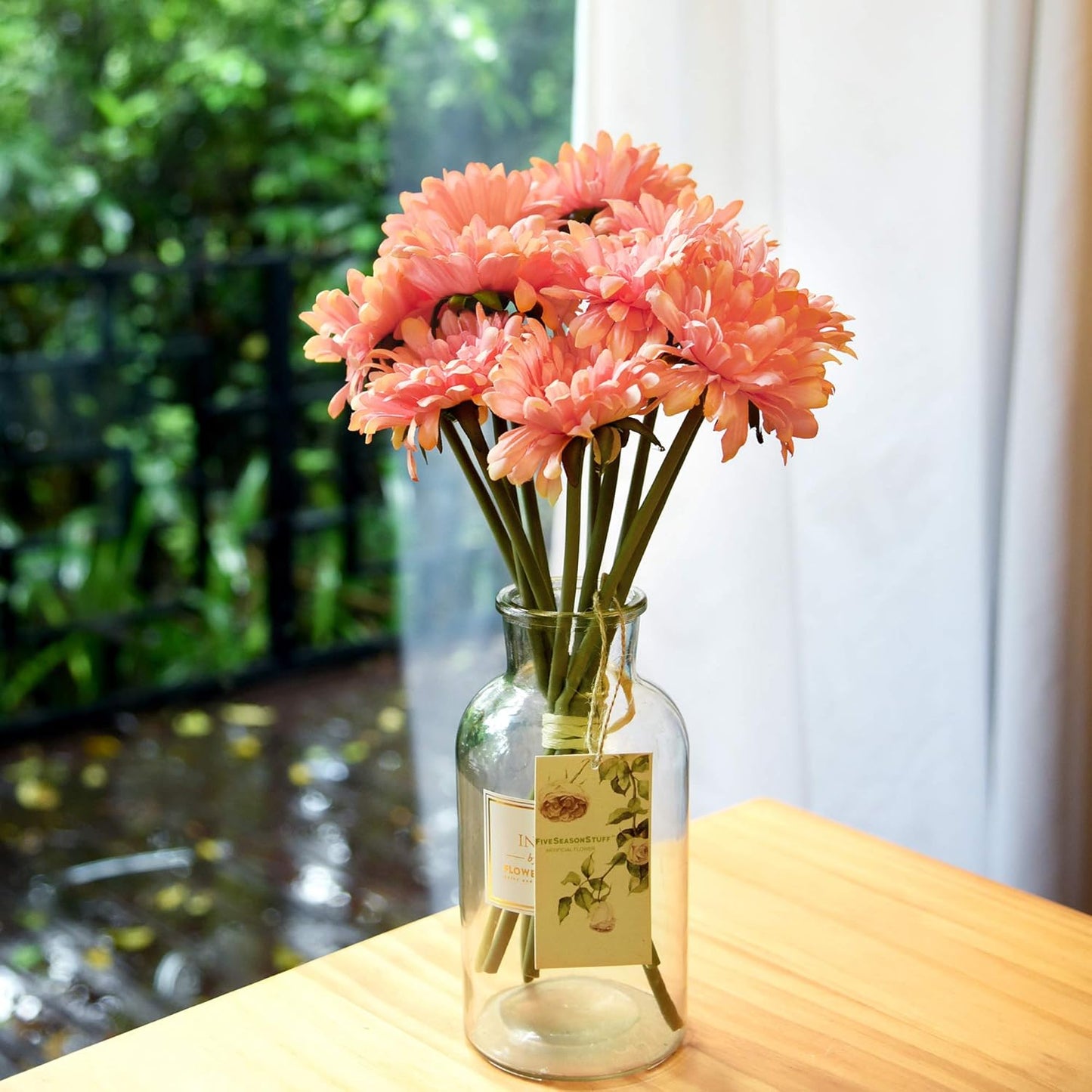 Real Touch Gerbera Daisy Artificial Flowers Arrangement & Wedding Bouquet (7 Floral Stems, Tuscany Yellow)