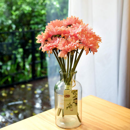Real Touch Gerbera Daisy Artificial Flowers Arrangement & Wedding Bouquet (7 Floral Stems, Tuscany Yellow)