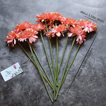 Real Touch Gerbera Daisy Artificial Flowers Arrangement & Wedding Bouquet (7 Floral Stems, Tuscany Yellow)