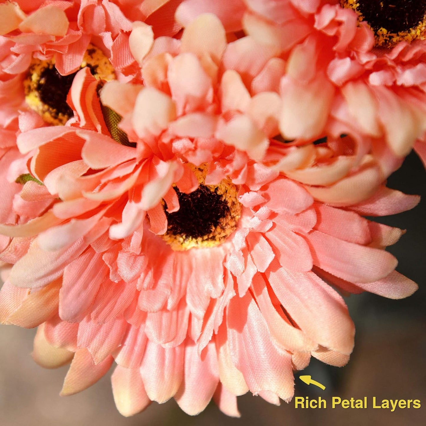 Real Touch Gerbera Daisy Artificial Flowers Arrangement & Wedding Bouquet (7 Floral Stems, Tuscany Yellow)