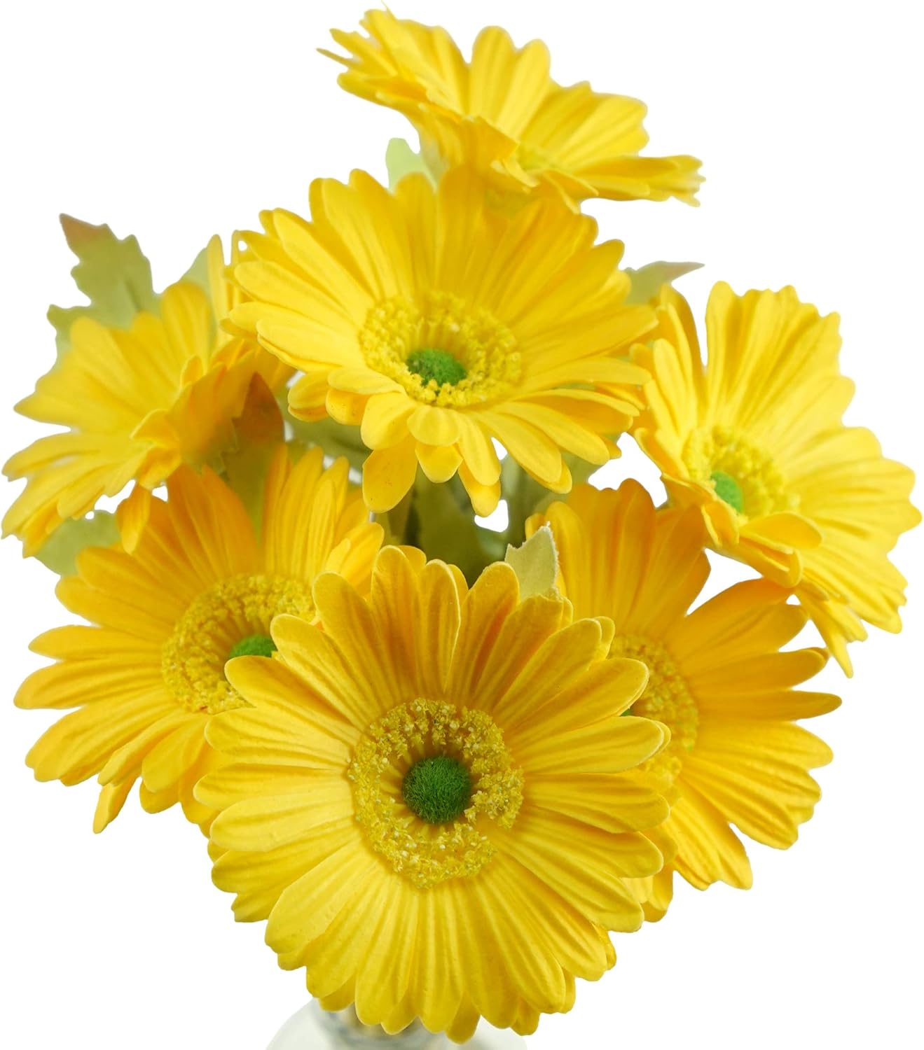 Real Touch Gerbera Daisy Artificial Flowers Arrangement & Wedding Bouquet (7 Floral Stems, Tuscany Yellow)