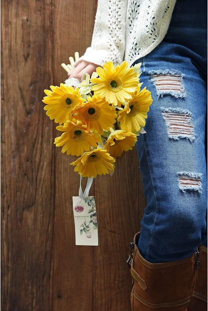 Real Touch Gerbera Daisy Artificial Flowers Arrangement & Wedding Bouquet (7 Floral Stems, Tuscany Yellow)