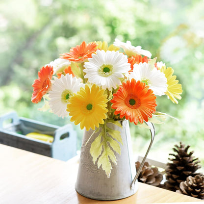 Real Touch Gerbera Daisy Artificial Flowers Arrangement & Wedding Bouquet (7 Floral Stems, Tuscany Yellow)