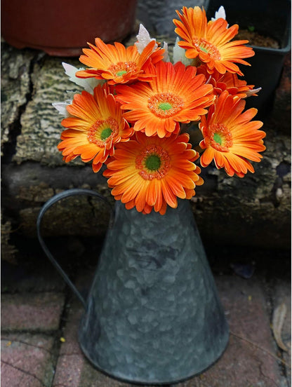 Real Touch Gerbera Daisy Artificial Flowers Arrangement & Wedding Bouquet (7 Floral Stems, Tuscany Yellow)