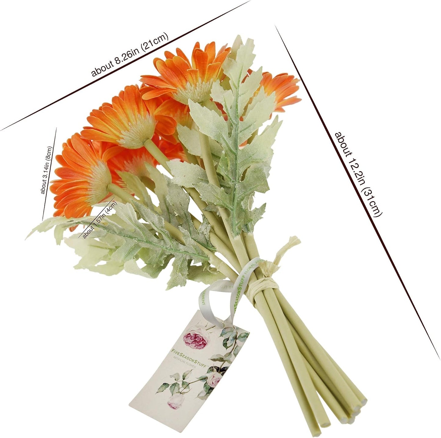 Real Touch Gerbera Daisy Artificial Flowers Arrangement & Wedding Bouquet (7 Floral Stems, Tuscany Yellow)