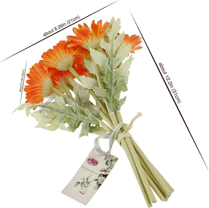 Real Touch Gerbera Daisy Artificial Flowers Arrangement & Wedding Bouquet (7 Floral Stems, Tuscany Yellow)