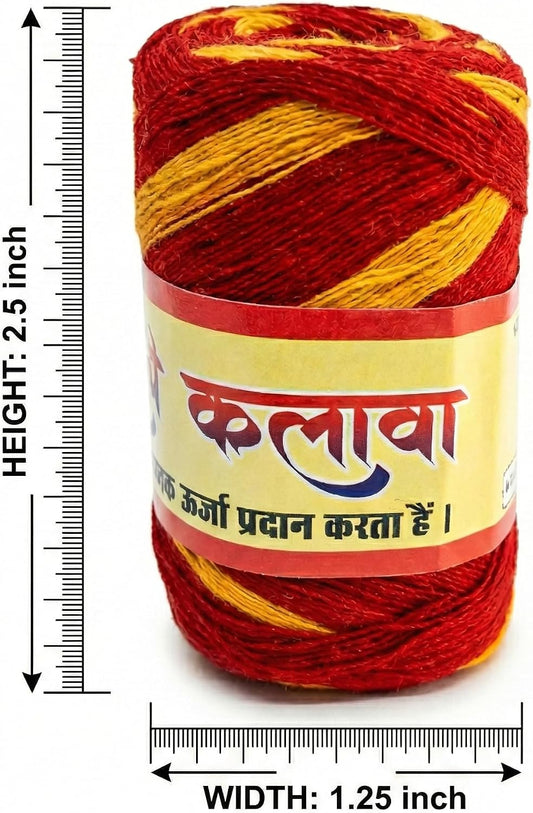 Kalava Moli Mauli Sacred Hindu Ritual Thread – 100% Cotton Red & Yellow Wrist Band for Puja, Havan, and Festivals (Pack of 4 Rolls)