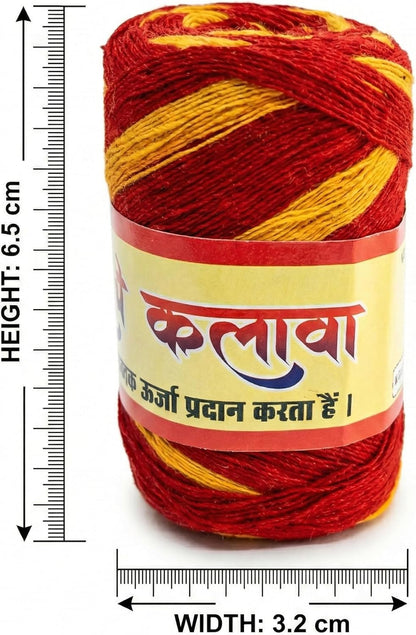 Kalava Moli Mauli Sacred Hindu Ritual Thread – 100% Cotton Red & Yellow Wrist Band for Puja, Havan, and Festivals (Pack of 4 Rolls)