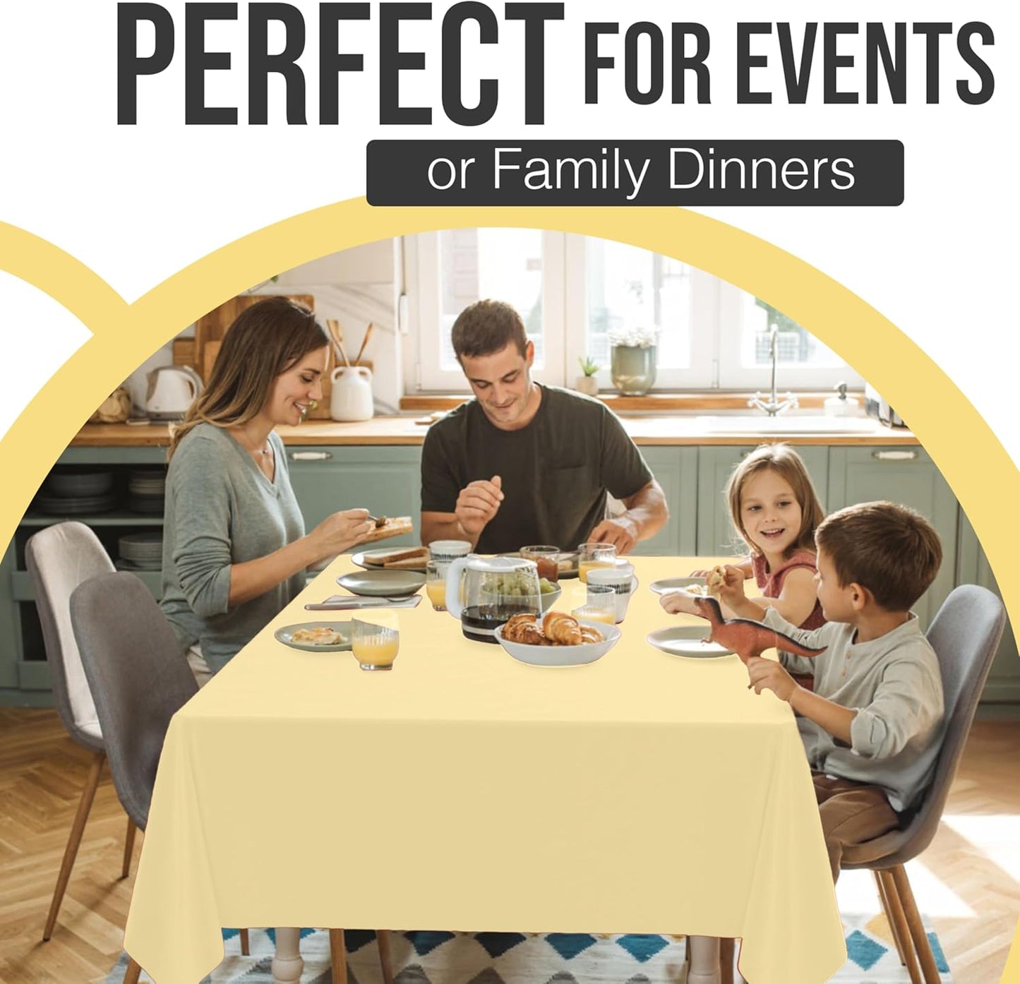 66% Thicker Premium Plastic Table Cloth Rectangle Table Cover 0.5 Mil 6 Pack Light Yellow Table Cloth 54 Inch x 108 Inch Disposable Tablecloth Won't Tear Easily Like Cheap Thin Brands