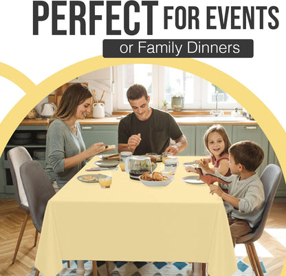 66% Thicker Premium Plastic Table Cloth Rectangle Table Cover 0.5 Mil 6 Pack Light Yellow Table Cloth 54 Inch x 108 Inch Disposable Tablecloth Won't Tear Easily Like Cheap Thin Brands
