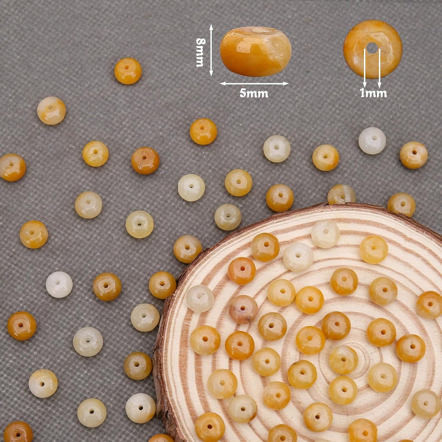 1 Strand Natural 5 * 8mm Yellow Jade Rondelle Beads, Natural Abacus Disk Stone Beads Loose Spacer Gemstone for DIY Bracelet Necklace Jewelry Making