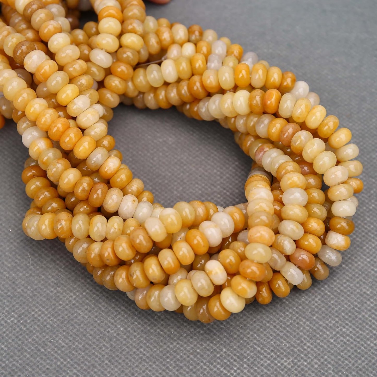 1 Strand Natural 5 * 8mm Yellow Jade Rondelle Beads, Natural Abacus Disk Stone Beads Loose Spacer Gemstone for DIY Bracelet Necklace Jewelry Making