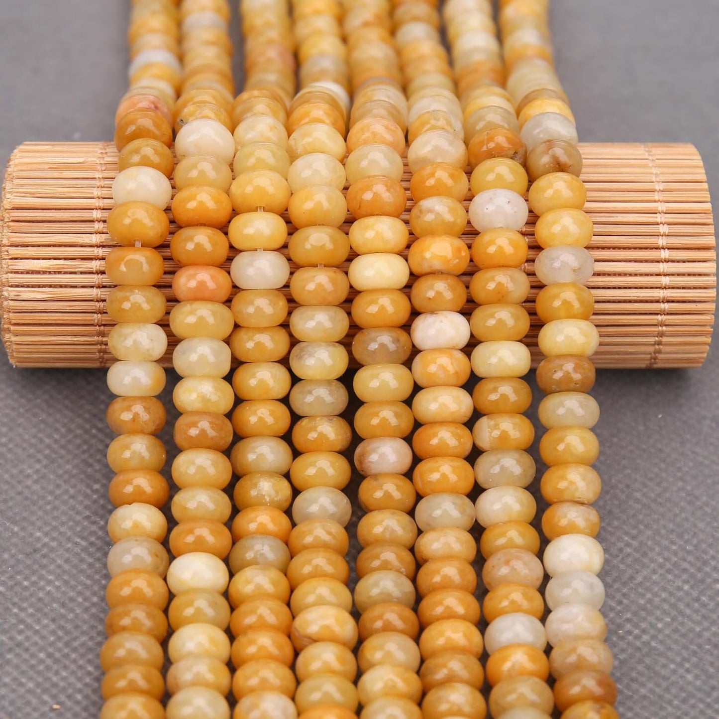 1 Strand Natural 5 * 8mm Yellow Jade Rondelle Beads, Natural Abacus Disk Stone Beads Loose Spacer Gemstone for DIY Bracelet Necklace Jewelry Making