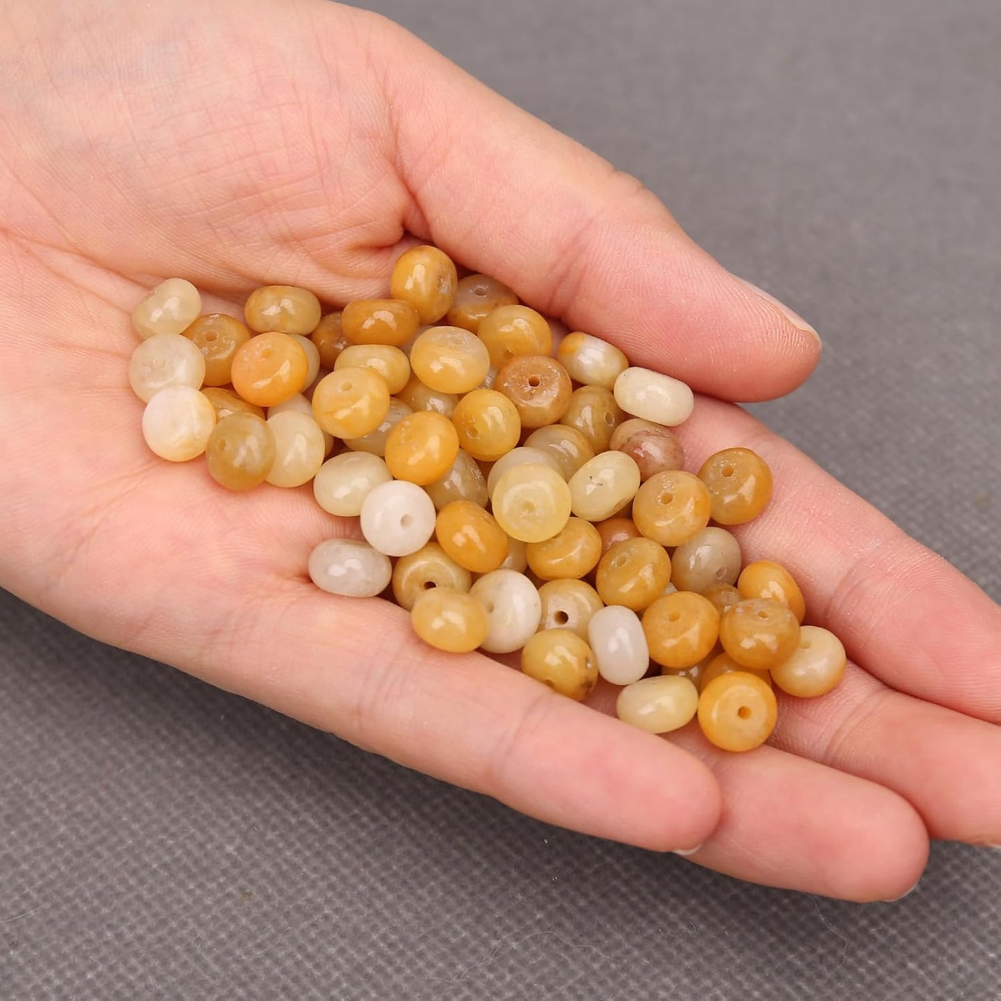 1 Strand Natural 5 * 8mm Yellow Jade Rondelle Beads, Natural Abacus Disk Stone Beads Loose Spacer Gemstone for DIY Bracelet Necklace Jewelry Making