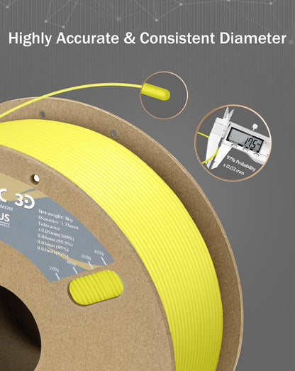 PLA+ Printer Filament 1.75mm PLA Plus Neatly Light Yellow | PLA Pro Tougher and Stronger, Dimensional Accuracy Probability +/- 0.02mm