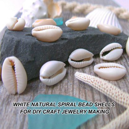100Pcs Cowrie Shell Beads, Natural Shell Bead for Jewelry Making & Hair | White Natural Spiral Shell Bead, 0.39”-0.52”, Summer Beach Cowrie Shells for DIY Craft Bracelets, Necklaces, Anklets