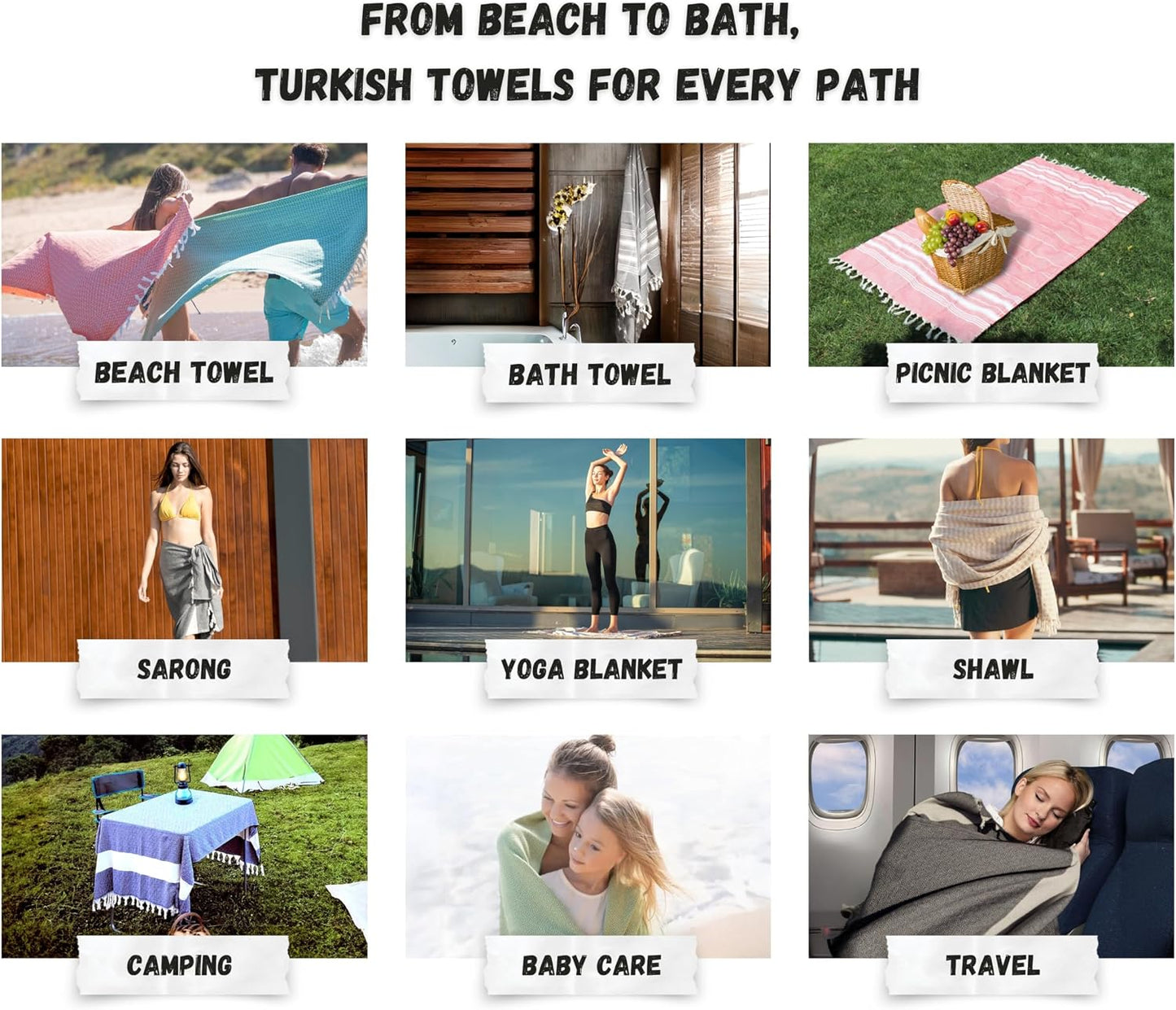 Turkish Beach Towel – 100% Cotton, Quick Dry, Sand Free Towel for Bathroom, Camping, Travel – Oversized 71x39 Inches – Diamond Yellow