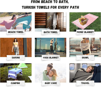 Turkish Beach Towel – 100% Cotton, Quick Dry, Sand Free Towel for Bathroom, Camping, Travel – Oversized 71x39 Inches – Diamond Yellow