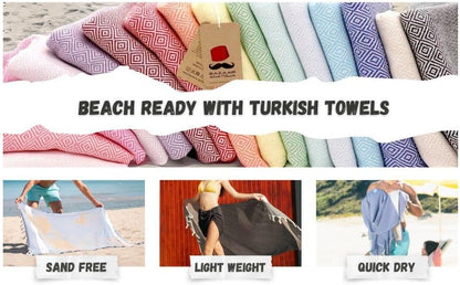 Turkish Beach Towel – 100% Cotton, Quick Dry, Sand Free Towel for Bathroom, Camping, Travel – Oversized 71x39 Inches – Diamond Yellow