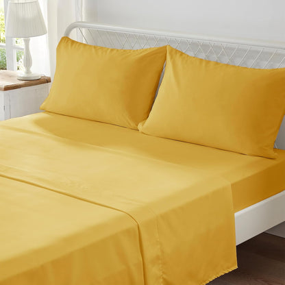 Queen Comforter Set, Mustard Yellow Tufted Bed in a Bag 7 Pieces with Sheets, All Season Bedding Sets 1 Comforter, 2 PillowShams, Pillowcases, Flat Sheet, Fitted Sheet (ANUS23CF04YE8888)